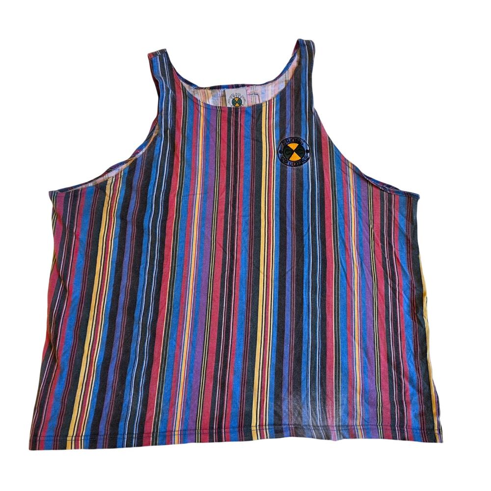 Vintage 90s Cross Colours Vertical Stripe Tank Top M Post Hip Hop Nation‎